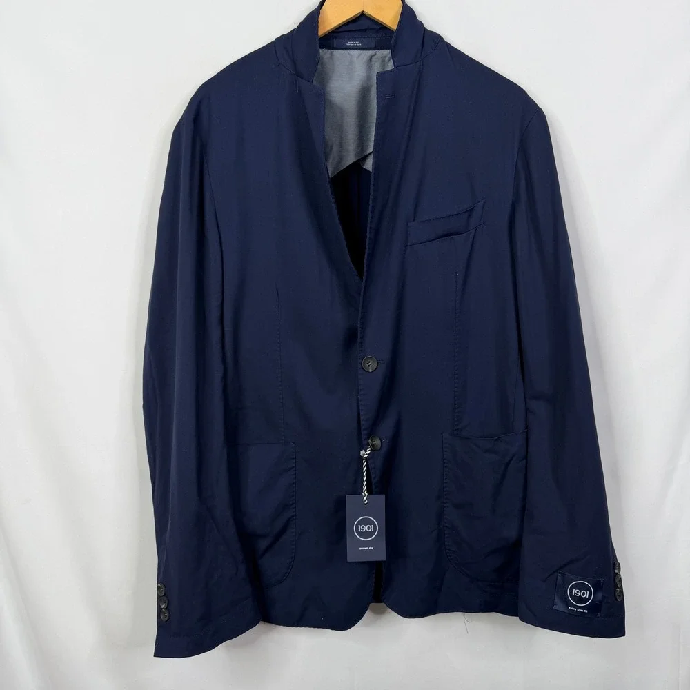 1901 Mens 42R Navy Blue Wool Blazer Sport Coat Made in Italy NEW